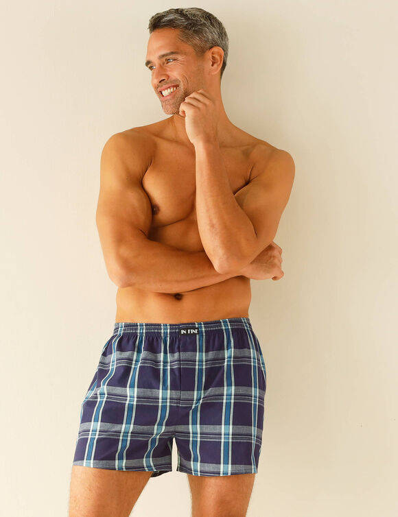 Caleçon flottant tissé teint - lot de 3 (bleu) Caleçon flottant tissé teint - lot de 3 (bleu)